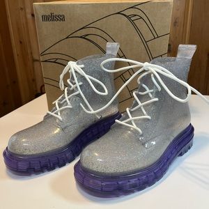 Melissa jelly boots lilac/silver glitter size 7